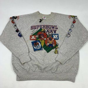 VTG 1990 25th Anniversary SuperBowl 25 XXV Mens Sweatshirt USA BACK HIT RARE